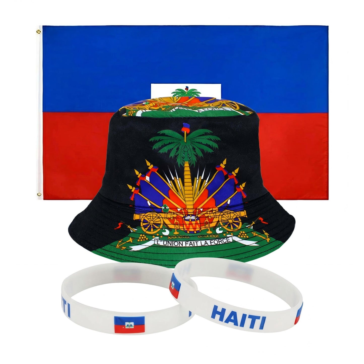 Pack Supporter Haïti 🇭🇹 — Bob + Drapeau + Bracelet