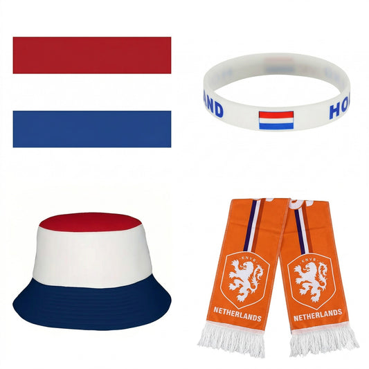 Pack Supporter Pays-Bas 🇳🇱— Bob + Écharpe + Drapeau + Bracelet