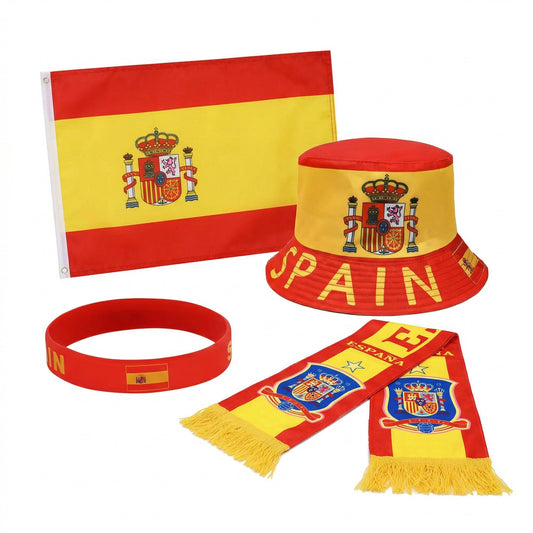 Pack Supporter Espagne 🇪🇸 — Bob + Écharpe + Drapeau + Bracelet